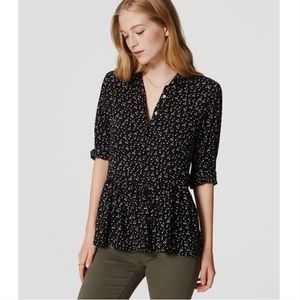 NWT LOFT Cherry Peplum Blouse